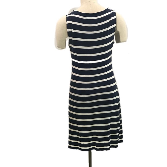 Loft Knit Dress Medium Nautical stripes Blue White - Picture 3 of 13